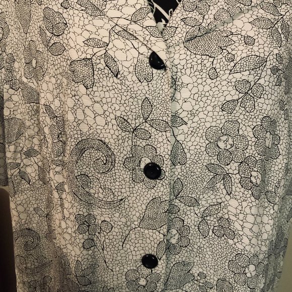 Dressbarn Collar Short Sleeve Button Up Floral Womens 20W White - Picture 6 of 8